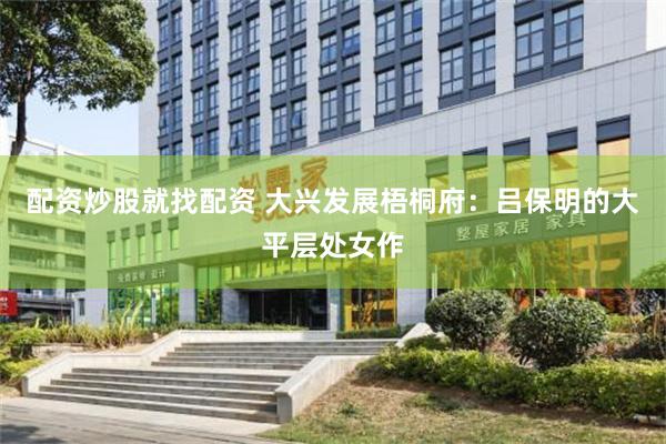 配资炒股就找配资 大兴发展梧桐府：吕保明的大平层处女作